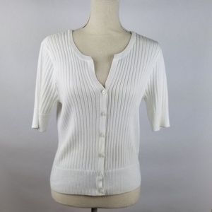 Cardigan Sz L SS button front by Jeanne Pierre